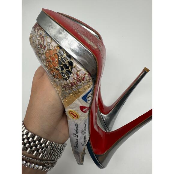 Christian Louboutin PVC Print Slingback Pumps Multicolor Women's Size 39 - Picture 12 of 14